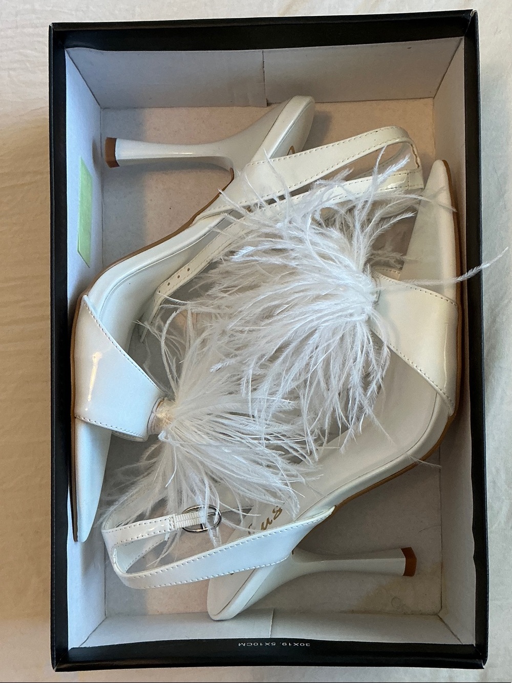 Lulu's White Feather Detail Slingback Stiletto Heels - Picture 6 of 8